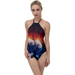 Earth Globe Planet Space Universe Go With The Flow One Piece Swimsuit by Celenk