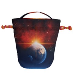 Earth Globe Planet Space Universe Drawstring Bucket Bag