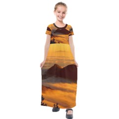 Fog Clouds Sea Of Fog Mountain Kids  Short Sleeve Maxi Dress by Celenk