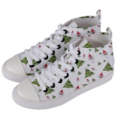 Christmas Santa Claus Decoration Women s Mid-top Canvas Sneakers by Celenk