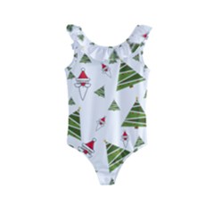 Christmas Santa Claus Decoration Kids  Frill Swimsuit by Celenk