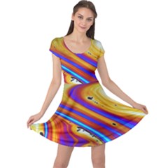 Soap Bubble Color Colorful Cap Sleeve Dress by Celenk