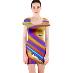 Soap Bubble Color Colorful Short Sleeve Bodycon Dress by Celenk