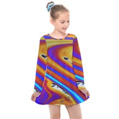 Soap Bubble Color Colorful Kids  Long Sleeve Dress by Celenk