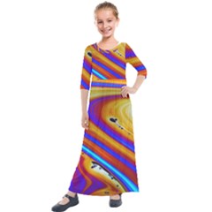 Soap Bubble Color Colorful Kids  Quarter Sleeve Maxi Dress by Celenk