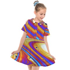 Soap Bubble Color Colorful Kids  Short Sleeve Shirt Dress by Celenk