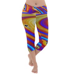 Soap Bubble Color Colorful Lightweight Velour Capri Yoga Leggings by Celenk