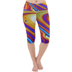 Soap Bubble Color Colorful Lightweight Velour Cropped Yoga Leggings by Celenk