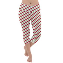 Stripes Striped Design Pattern Lightweight Velour Capri Yoga Leggings