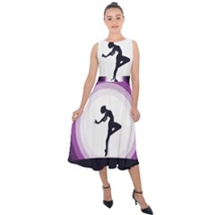 Woman Moon Fantasy Composing Night Midi Tie-back Chiffon Dress by Celenk