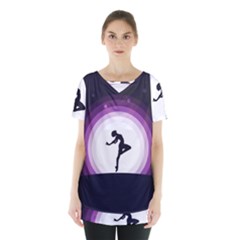 Woman Moon Fantasy Composing Night Skirt Hem Sports Top by Celenk