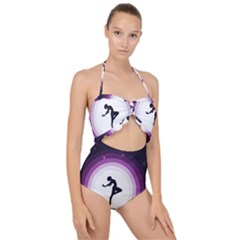 Woman Moon Fantasy Composing Night Scallop Top Cut Out Swimsuit