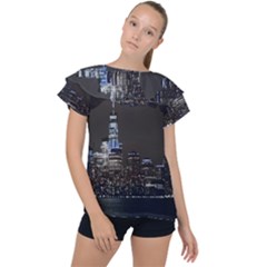 New York Skyline New York City Ruffle Collar Chiffon Blouse