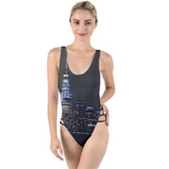 New York Skyline New York City High Leg Strappy Swimsuit by Celenk