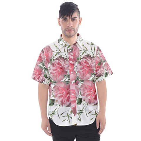 Carnations Flowers Nature Garden Men s Short Sleeve Shirt by Celenk