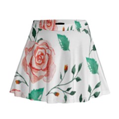 Watercolor Roses  Mini Flare Skirt