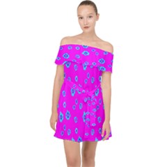 I Feel Pretty Bright Pink And Aruba Blue Off Shoulder Chiffon Dress