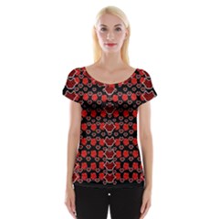 Red Lips And Roses Just For Love Cap Sleeve Top by pepitasart