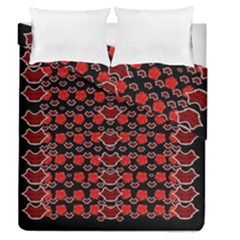 Red Lips And Roses Just For Love Duvet Cover Double Side (queen Size) by pepitasart