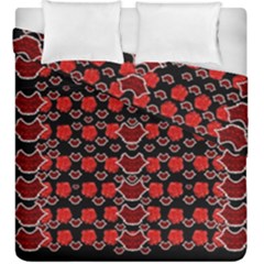 Red Lips And Roses Just For Love Duvet Cover Double Side (king Size) by pepitasart