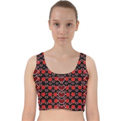 Red Lips And Roses Just For Love Velvet Racer Back Crop Top by pepitasart