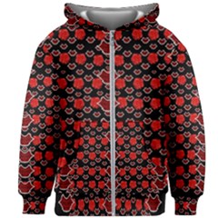 Red Lips And Roses Just For Love Kids Zipper Hoodie Without Drawstring by pepitasart