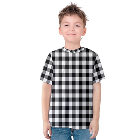 Check Pattern Black, White, Gray Kids  Cotton Tee by ChastityWhiteRose