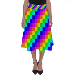 7 Color Square Grid Perfect Length Midi Skirt