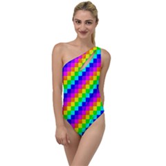 7 Color Square Grid To One Side Swimsuit