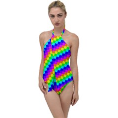 7 Color Square Grid Go With The Flow One Piece Swimsuit by ChastityWhiteRose