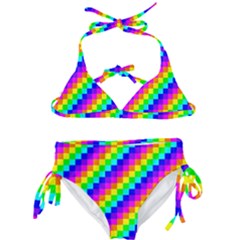 7 Color Square Grid Kids  Classic Bikini Set