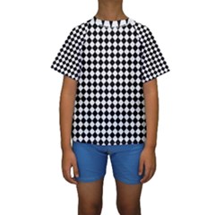 Chessboard 18x18 Rotated 45 40 Pixels Kids  Short Sleeve Swimwear by ChastityWhiteRose