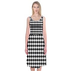 Chessboard 18x18 Rotated 45 40 Pixels Midi Sleeveless Dress by ChastityWhiteRose