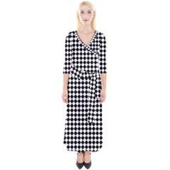 Chessboard 18x18 Rotated 45 40 Pixels Quarter Sleeve Wrap Maxi Dress by ChastityWhiteRose