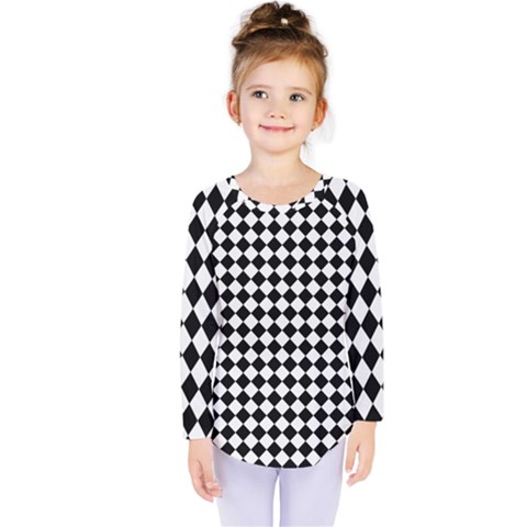 Chessboard 18x18 Rotated 45 40 Pixels Kids  Long Sleeve Tee by ChastityWhiteRose