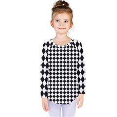 Chessboard 18x18 Rotated 45 40 Pixels Kids  Long Sleeve Tee