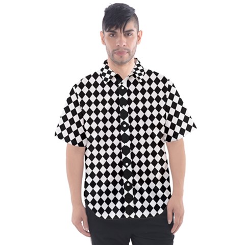 Chessboard 18x18 Rotated 45 40 Pixels Men s Short Sleeve Shirt by ChastityWhiteRose