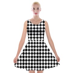 Chessboard 18x18 Rotated 45 40 Pixels Velvet Skater Dress by ChastityWhiteRose