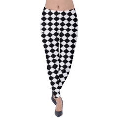 Chessboard 18x18 Rotated 45 40 Pixels Velvet Leggings by ChastityWhiteRose