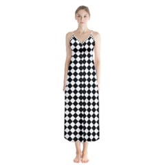 Chessboard 18x18 Rotated 45 40 Pixels Button Up Chiffon Maxi Dress