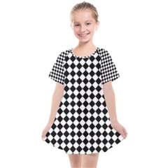 Chessboard 18x18 Rotated 45 40 Pixels Kids  Smock Dress by ChastityWhiteRose