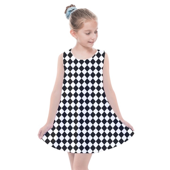 Chessboard 18x18 Rotated 45 40 Pixels Kids  Summer Dress