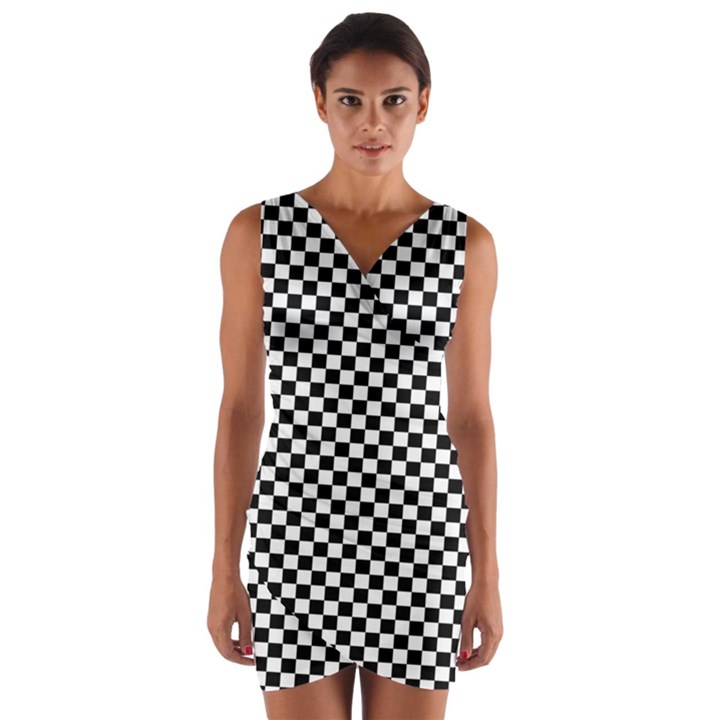 Chessboard 36x36 Wrap Front Bodycon Dress