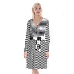 Chessboard 36x36 Long Sleeve Velvet Front Wrap Dress by ChastityWhiteRose