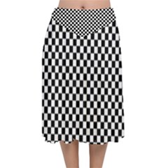 Chessboard 36x36 Velvet Flared Midi Skirt