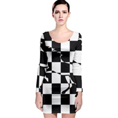 Chessboard Unicorn Long Sleeve Bodycon Dress