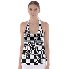 Chessboard Unicorn Babydoll Tankini Top