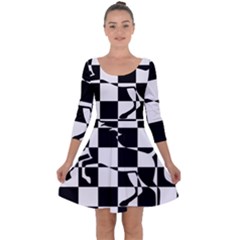 Chessboard Unicorn Quarter Sleeve Skater Dress