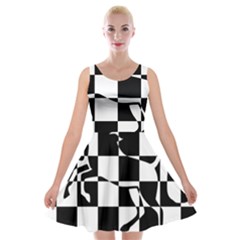 Chessboard Unicorn Velvet Skater Dress