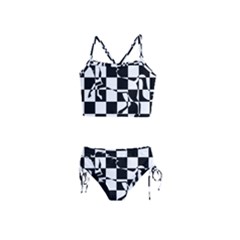 Chessboard Unicorn Girls  Tankini Swimsuit